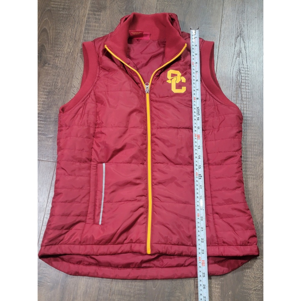 USC Trojans Womens Medium Puffer Vest Cardinal Red‎ Quilted 289c Apparel NM8-004